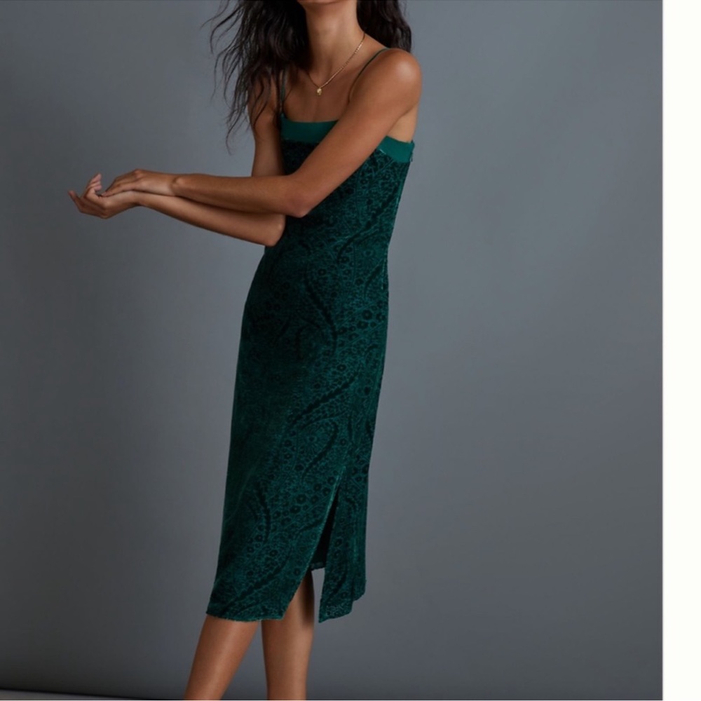 Green Aria Burnout velvet dress NWT